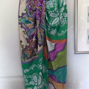 Zara Green and Purple Patterned Scarf
